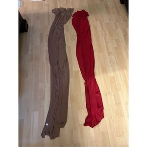NEW Set of 2 70” Polyester Scarves Red & Tan 30” wide